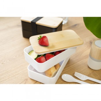 Lunch boxes, 2x400 ml, bamboo lid, cutlery