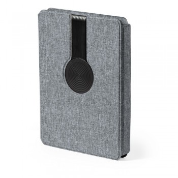 Daudzfunkcionāls RPET piezīmjdators A5, magnētiskais bezvadu lādētājs 10 W, 5000 mAh enerģijas banka Daudzfunkcionāls RPET piezīmjdators A5, magnētiskais bezvadu lādētājs 10 W, 5000 mAh enerģijas banka