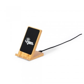 Bamboo wireless charger 15W, phone stand
