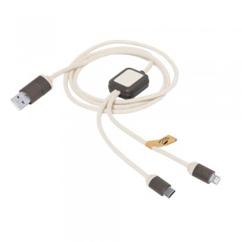 Coffee fibre and recycled cotton charging cable