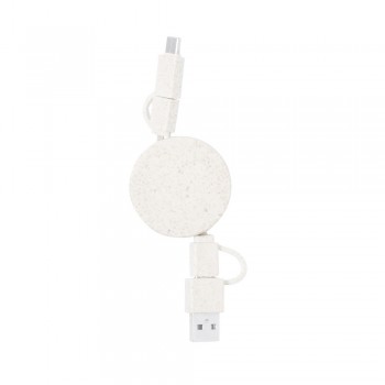 Wheat straw charging travel set, retractable charging and synchronization cable, wall charger, cotton pouch