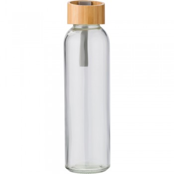 Glass sports bottle 600 ml, bamboo screw and silicone grip AIV4867-16 Glass sports bottle 600 ml, bamboo screw and silicone grip AIV4867-16