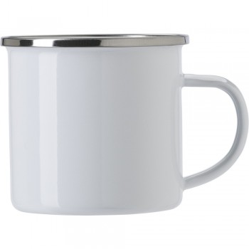 Enamel mug 350 ml with stainless steel edge, packed in cardboard box AIV4875-02 Enamel mug 350 ml with stainless steel edge, packed in cardboard box AIV4875-02