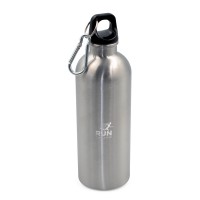 Sports bottle 500 ml with carabiner, silver