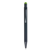 Ball pen, touch pen with rubber finishing, the surface colour after engraving matches the rubber tip colour AIV1907-09