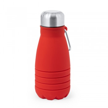 Foldable sports bottle 550 ml with carabiner clip Foldable sports bottle 550 ml with carabiner clip