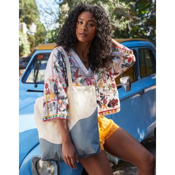 Organic Cotton Wave Print Maxi Tote