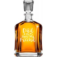 Alcohol Decanter With Engraved Text -"Dad My Hero My Friend", Gift For Men Fathers Day, Size 700ml