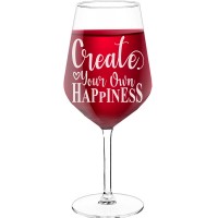 50Th Wine Glass With Engraved Text - "Create Your Own Happiness", Wine Lover Gifts, Size 530ml