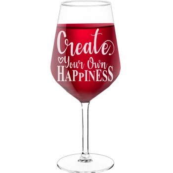 50Th Wine Glass With Engraved Text - "Create Your Own Happiness", Wine Lover Gifts, Size 530ml
