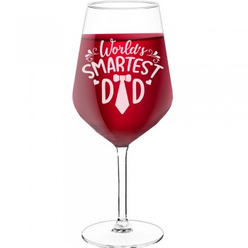 With Engraved Text - "Worlds Smartest Dad 2", Wine Gift Idea, Size 530ml