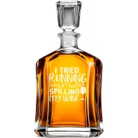 Degvīna Dekanteris ar Uzrakstu - "I Tried Running But I Kept" ,Dāvana Vīrietim Ar Gravējumu, Izmērs 700Ml