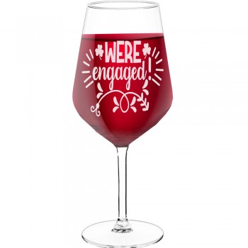 50Th Wine Glass With Engraved Text - "Were Engaged 2", Wine Glass as a Gift, Size 530ml