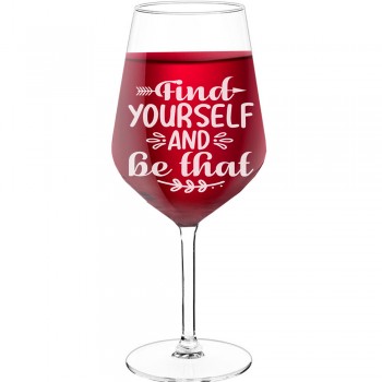 18Th Birthday Wine Glass With Engraved Text  "Find Yourself And Be That", Wine Glass Size 530ml