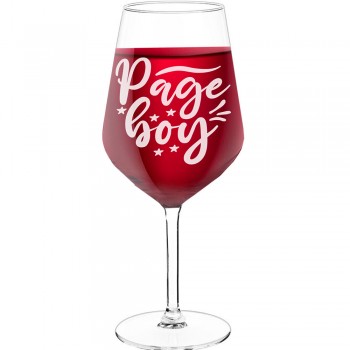Wine Glass Engraved With Engraved Text - "Page Boy 2", Wine Gift Idea, Size 530ml