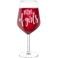 Birthday Wine Glass With Engraved Text - "Mom Of Girls", Wine Lover Gifts, Size 530ml