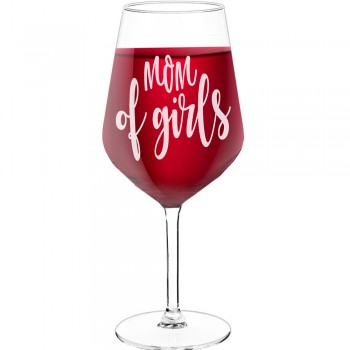 Dzimšanas Dienas Vīna Glāze ar Uzrakstu - "Mom Of Girls", Interesanta Dāvana, Izmērs 530ml