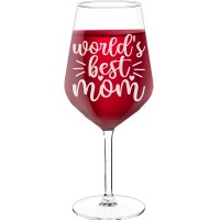 Wine Glass Personalised With Engraved Text - "Worlds Best Mom-2', Birthday Gift Idea, Size 530ml