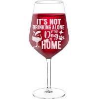 50Th Wine Glass With Engraved Text  "Its Not Drinking Alone", Size 530ml