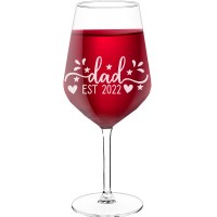 Wine Glass For Men With Engraved Text - "Dad Est 22", Gift for Wine Lover, Size 530ml