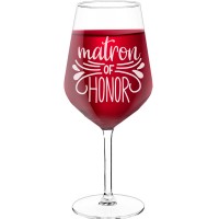 Personalised Wine Glass For Women With Engraved Text - "Matron Of Honor", Fiend Gift, Size 530ml