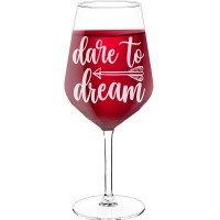 Wine Glass Gift With Engraved Text - "Dare To Dream", Best Friend Gift, Size 530ml