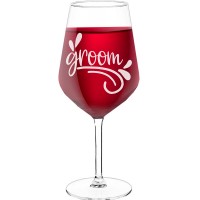 White Wine Glass With Engraved Text - "Groomm 5", Gift for Wine Lover, Size 530ml
