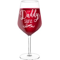 50Th Wine Glass With Engraved Text - "Daddy Saurus", Wine Glass as a Gift, Size 530ml