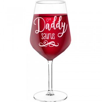 50Th Wine Glass With Engraved Text - "Daddy Saurus", Wine Glass as a Gift, Size 530ml