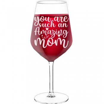 Wine Glass Engraved With Engraved Text - "You Are Such An Amazing Mom 4', Birthday Gift Idea, Size 530ml