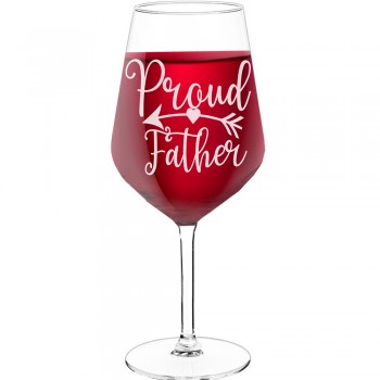 50Th Wine Glass With Engraved Text - "Proud Father", Gifts for Wine Lovers, Size 530ml