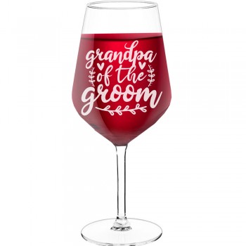 Liela Vīna Glāze ar Uzrakstu - "Grandpa Of The Groom", Dāvana Sievietei, 530ml