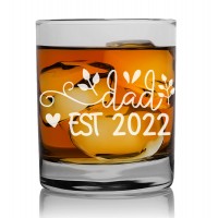 Mens Bithday Gift Tumbler Glass 270ml With Engraved Text : "Dad Est. 22 "