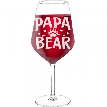 Dzimšanas Dienas Vīna Glāze ar Uzrakstu - "Papa Bear 2", Interesanta Dāvana, Izmērs 530ml