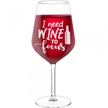 Dzirkstošā Vīna Glāze ar Uzrakstu - "I Need Wine", Neparasta Dāvana, Tilpums 530ml