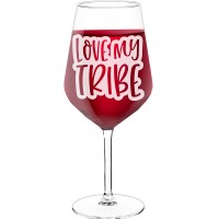 50Th Wine Glass With Engraved Text - "Love My Tribe", Best Friend Gift, Size 530ml