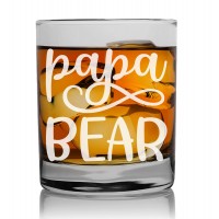 Mens Birthday Gift Personalised Drinking Glass 270ml With Engraved Text : "Papa Bear "