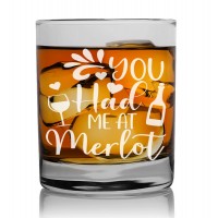 Gift For Men In 20S Tumbler Glass 270ml With Engraved Text : "You Had Me At Merlot"