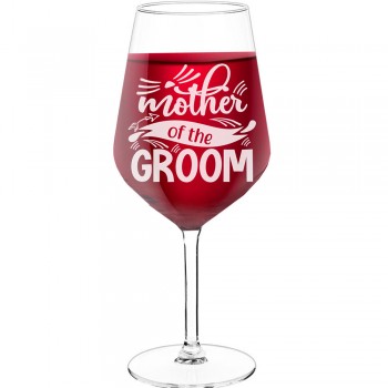 White Wine Glass With Engraved Text - "Momma Of The Groom 2", Wine Gift Idea, Size 530ml