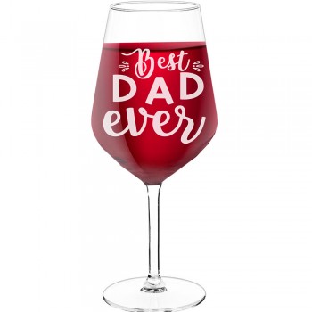 Sarkanvīna Glāzes ar Uzrakstu - "Best Dad Ever", Oriģināla dāvana dzimšanas dienā, 530ml