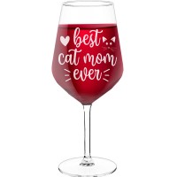 With Engraved Text - "Best Cat Mom Ever", Wine Glass as a Gift, Size 530ml