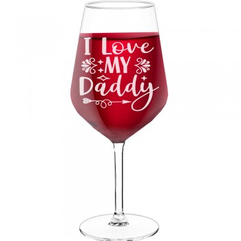 Liela Vīna Glāze ar Uzrakstu - "I Love My Daddy", Ideja Dāvanai, 530ml izmērs