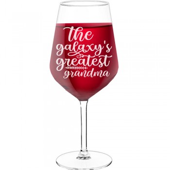 Novelty Wine Glass With Engraved Text - "The Galaxys Greatest Grandma 2", Best Friend Gift, Size 530ml