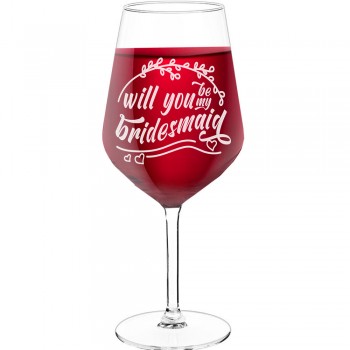 18Th Birthday Wine Glass With Engraved Text - "Will You Be My Bridesmaid 3", Wine Lover Gifts, Size 530ml