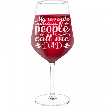 Vīna Glāze Personalizēta ar Uzrakstu - "My Favorite People Call Me Dad ", Dāvana Vīna Mīļotājam, Izmērs 530ml