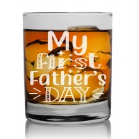 Gift For Men Personalized Whisky Glass 270ml With Engraved Text : "My First Father S Dayb"