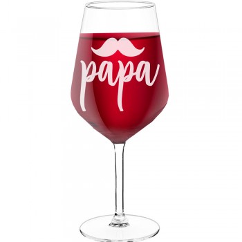 Wine Glass Gift With Engraved Text - "Papa", Fiend Gift, Size 530ml