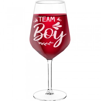 Vīna Glāze Ar Gravējumu ar Uzrakstu - "Team Boy 2", Dāvana Vīna Mīļotājam, Izmērs 530ml