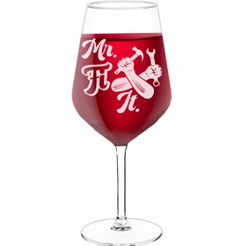 Vīna Glāze ar Uzrakstu - "Mr Fix It 3", Dāvana Draugam, Tilpums 530ml
