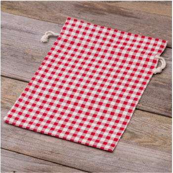 Bag like linen with printing 22 x 30 cm - natural / red trellis